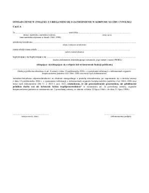 Polish Civil Service Employment Declaration Form