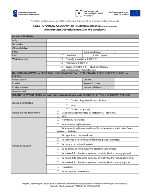 Student Personal Questionnaire