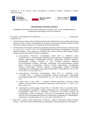 Participant Declaration Form for Project