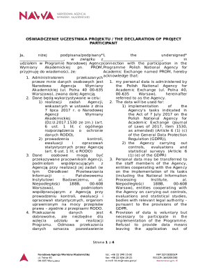 Declaration of Project Participant