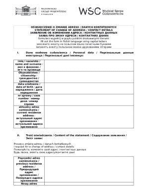 Statement of Change of Address