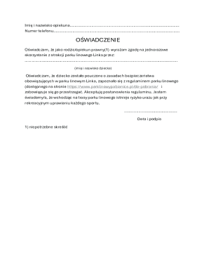 Child Adventure Park Consent Form