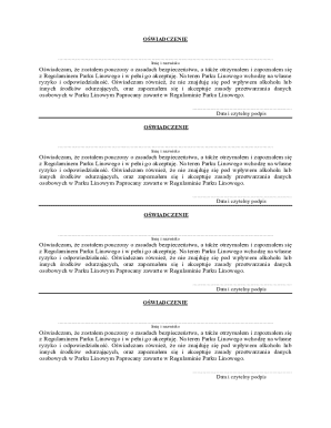 Park Linowy Safety Declaration Form