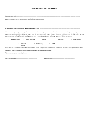 Parent Consent Form for Adventure Park Gdynia Kolibki