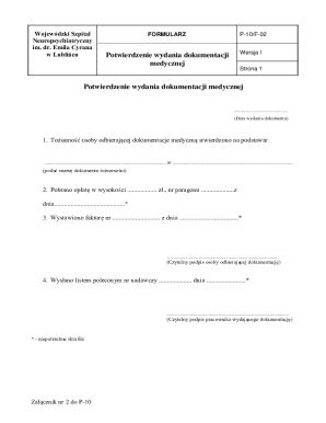 Medical Documentation Release Confirmation Form