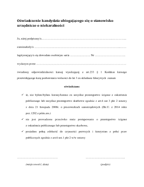 Declaration of Candidate for Civil Service on Non-Criminal Record