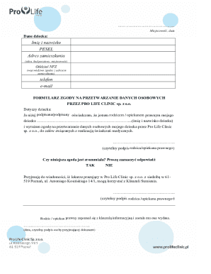 Medical Data Processing Consent Form