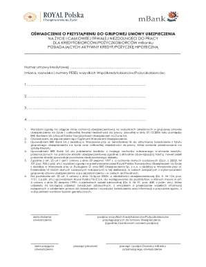 Life and Disability Insurance Declaration for mBank Loan Borrowers