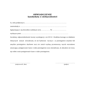 Oświadczenie o Niekaralności