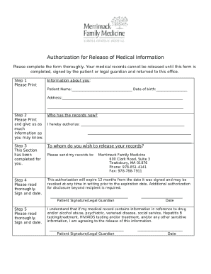 Authorization for Release of Medical Information