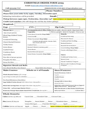 Christmas Order Form 2025