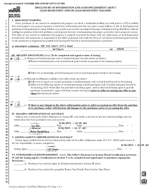 New Jersey Lead Paint Disclosure Form