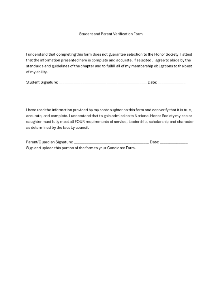 Student and Parent Verification Form - Blank Fillable Template | Fill ...