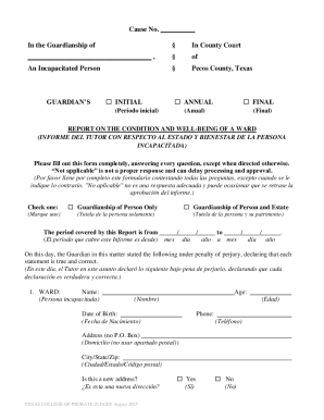 Guardian’s Report on Ward’s Condition and Well-Being