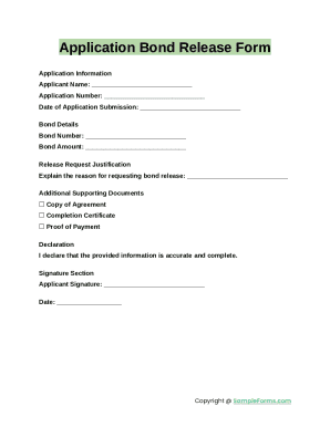 Application Bond Release Form
