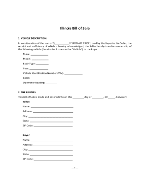 Illinois Bill of Sale