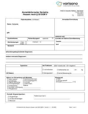 Geriatrie Anmeldeformular Hessen