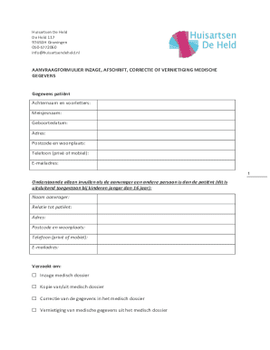 Dutch Medical Records Request Form