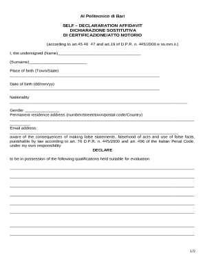 Self-Declaration Affidavit