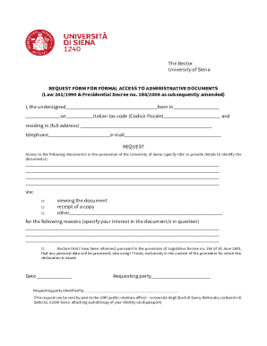 Request Form for Formal Access to Administrative Documents