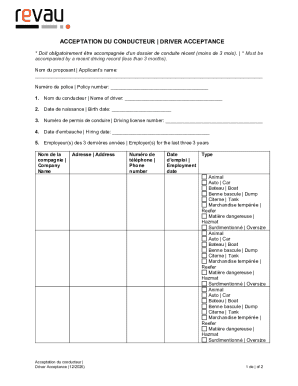 Driver Acceptance Form