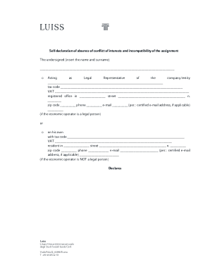 Self-Declaration of Absence of Conflict of Interests