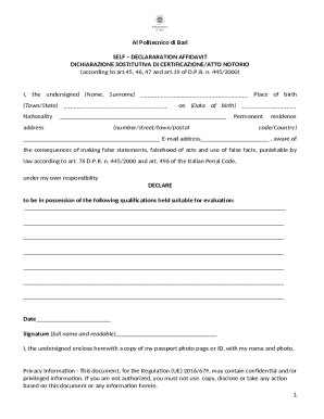 Self-Declaration Affidavit