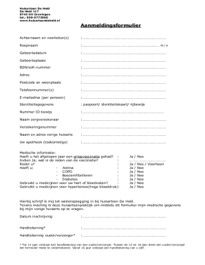 Dutch Patient Registration Form