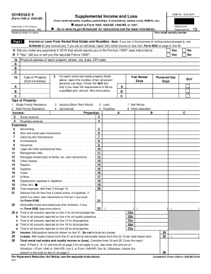 Schedule E Form 1040 Supplemental Income and Loss