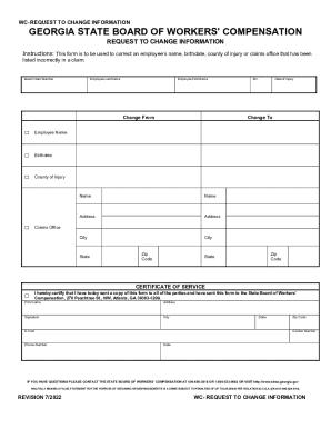 Georgia Workers' Compensation Information Change Request