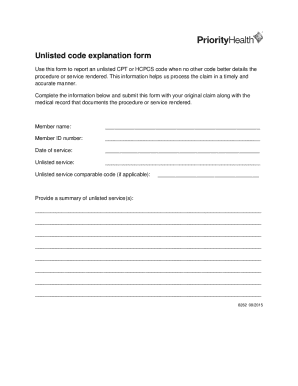 Unlisted Code Explanation Form
