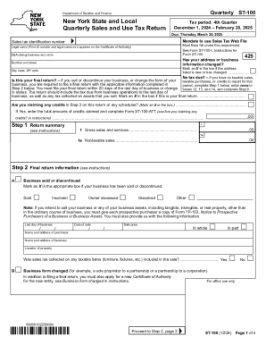 New York State Quarterly Sales and Use Tax Return
