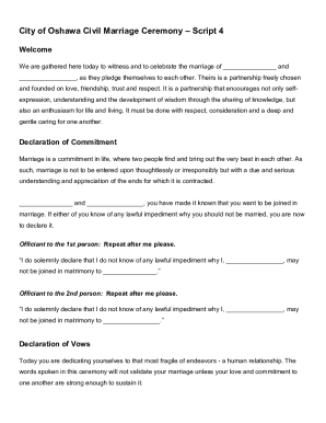 City of Oshawa Civil Marriage Ceremony Script