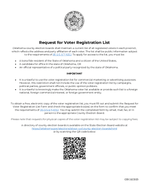 Oklahoma Voter Registration List Request Form