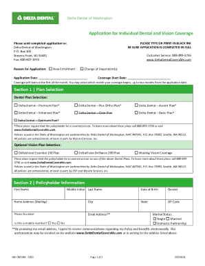 Washington Dental and Vision Coverage Application