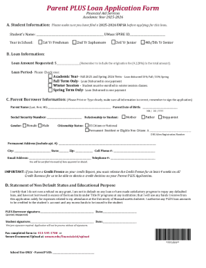 Parent PLUS Loan Application Form
