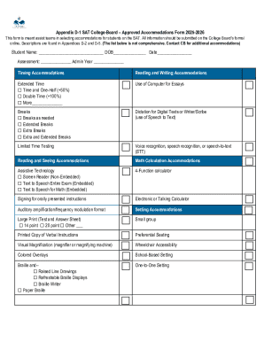 SAT College-Board Approved Accommodations Form