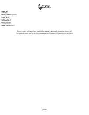 OSHA Form 300A Summary of Work-Related Injuries and Illnesses