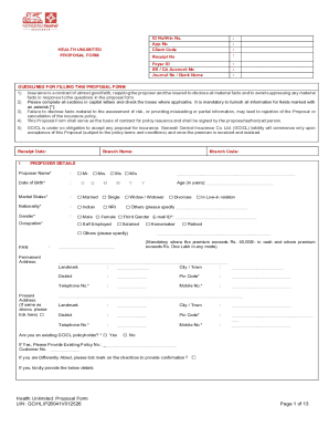 Health Unlimited Proposal Form