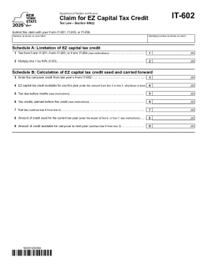 Instructions for Form IT-602, Claim for EZ Capital Tax Credit ...