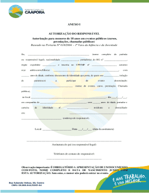 Minor Event Authorization Form