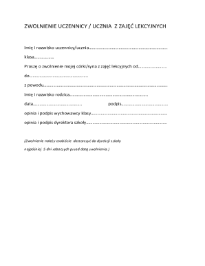 Student Absence Excuse Note