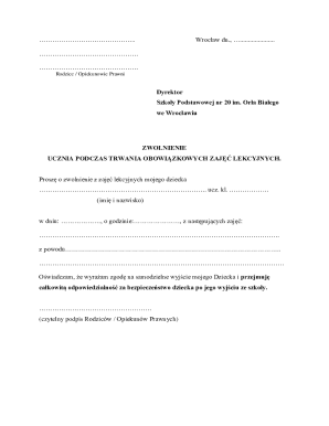 Student Absence Permission Form