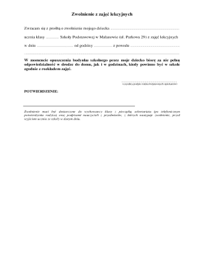 Polish School Excuse Note