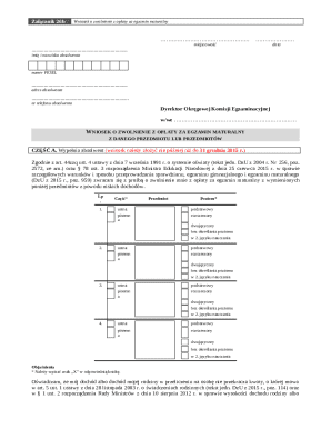 Poland Matura Exam Fee Waiver Application