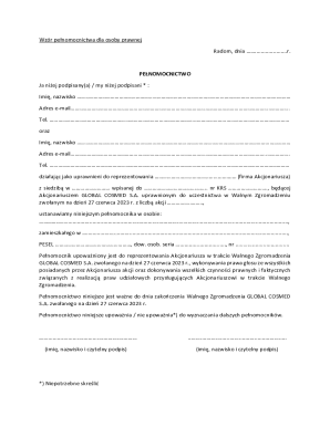 Power of Attorney for Legal Entity