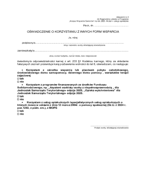 Oświadczenie o Korzystaniu z Innych Form Wsparcia