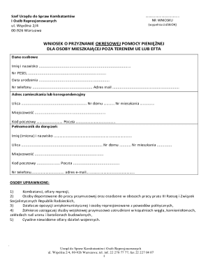 Application for Periodic Financial Assistance