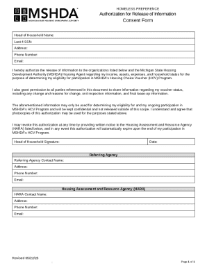 Michigan Housing Choice Voucher Consent Form