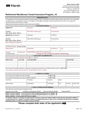 Retirement Residences Tenant Insurance Application